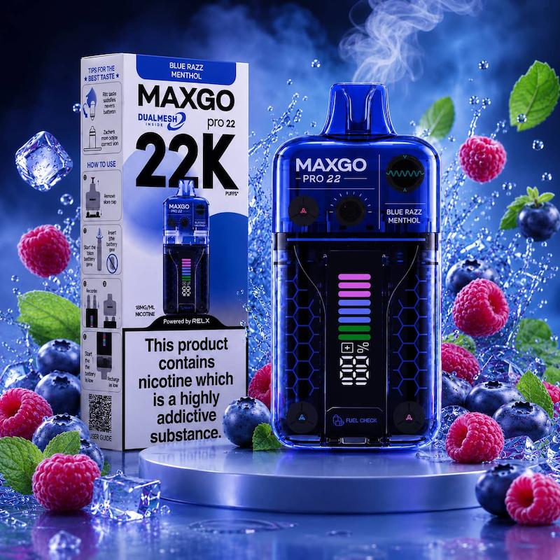 پاد یکبار مصرف 22000 پاف مکس گو نیکوتین 18 | MAXGO 22K Disposable Vape بلوبری تمشک نعنا