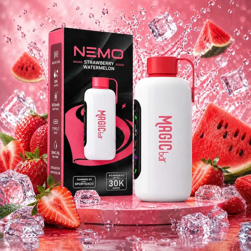 پاد یک بار مصرف نمو مجیک بار 30000 پاف نیکوتین 50 طعم توتفرنگی هندونه | NEMO Magic Bar Cosmo