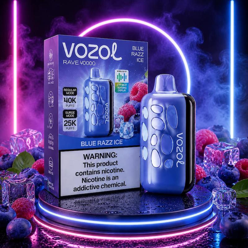 پاد یکبار مصرف 40000 پاف برند وزول نیکوتین 50 | Vozol rave  40000 Puffs Disposable 50mg بلوبری تمشک یخ
