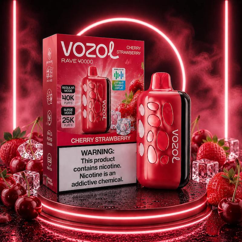 پاد یکبار مصرف 40000 پاف برند وزول نیکوتین 50 | Vozol rave  40000 Puffs Disposable 50mg گیلاس توتفرنگی