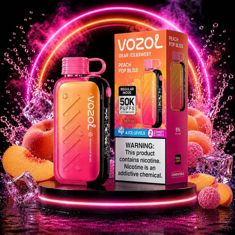 پاد یکبارمصرف 50000 پاف وزول | Vozol Gear Ice&Sweet 50000 Puffs هلو آبنبات