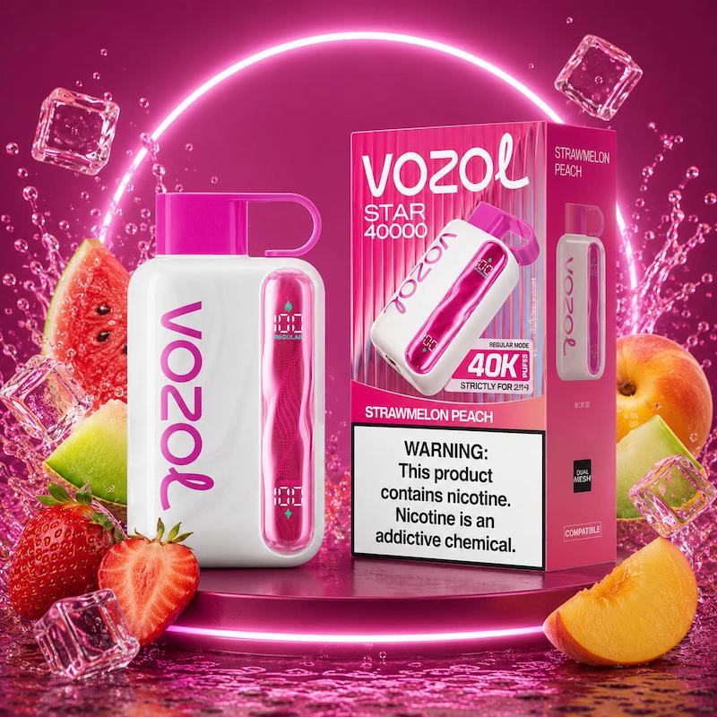 پاد یکبارمصرف 40000 پاف وزول استار | Vozol Star 40000 Puffs توتفرنگی طالبی هلو