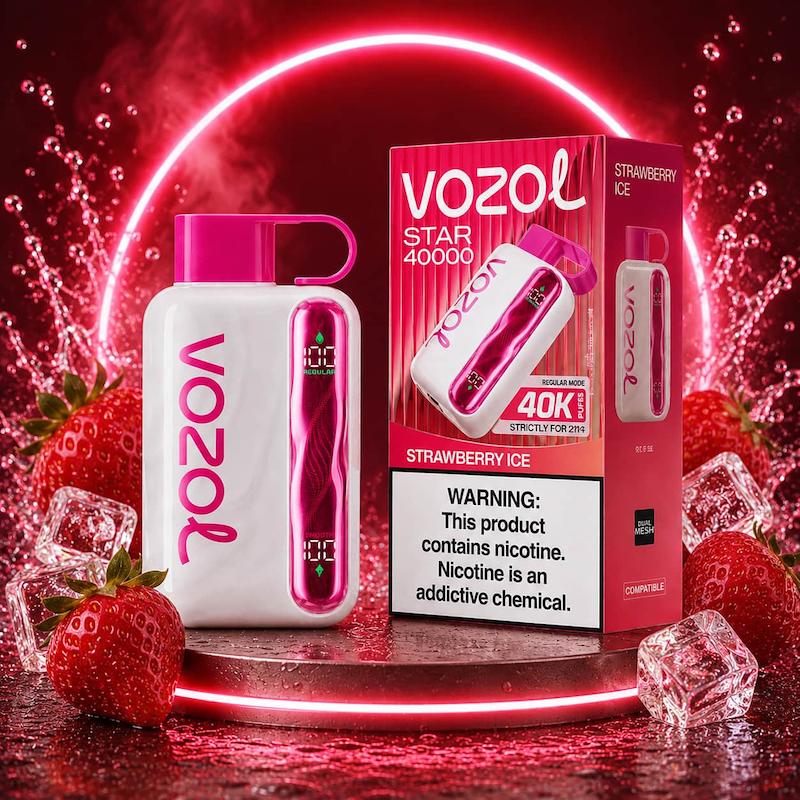 پاد یکبارمصرف 40000 پاف وزول استار | Vozol Star 40000 Puffs توتفرنگی یخ