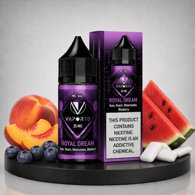 سالت 30 میل ویپرتن Vapor10 نیکوتین 25 هندولنه هلو بلوبری آدامس (رویال دریم)