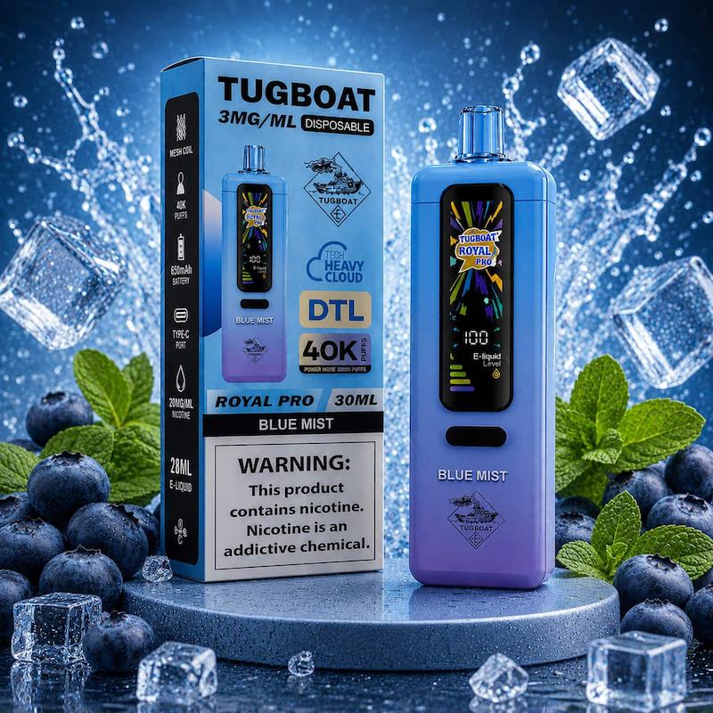ویپ 40000 پاف تاگ بوت رویال پرو صدادار | Tugboat Royal Pro 40000 Puffs بلوبری نعنا
