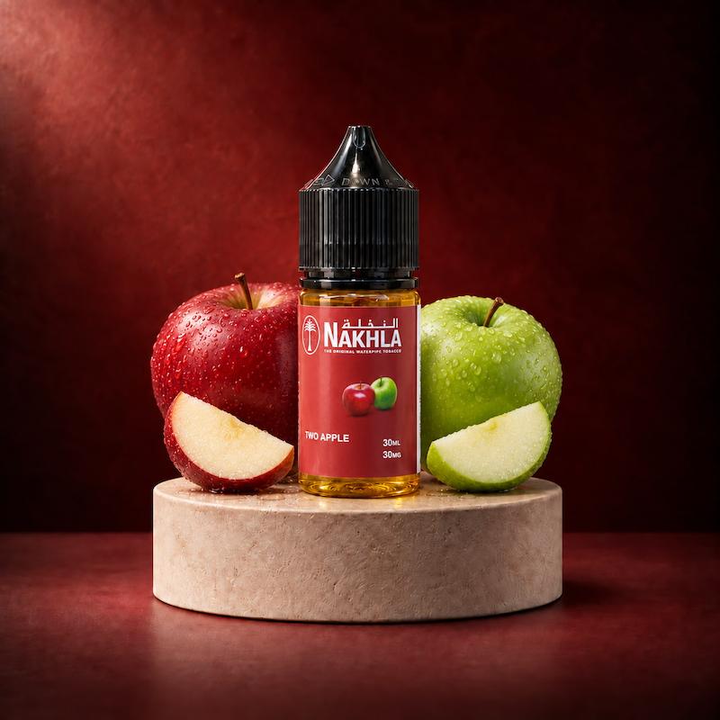 سالت نخل دو سیب، بطری سالت نیکوتین، سیب قرمز، سیب سبز، برش سیب، سالت Two Apple، تصویر محصول سالت