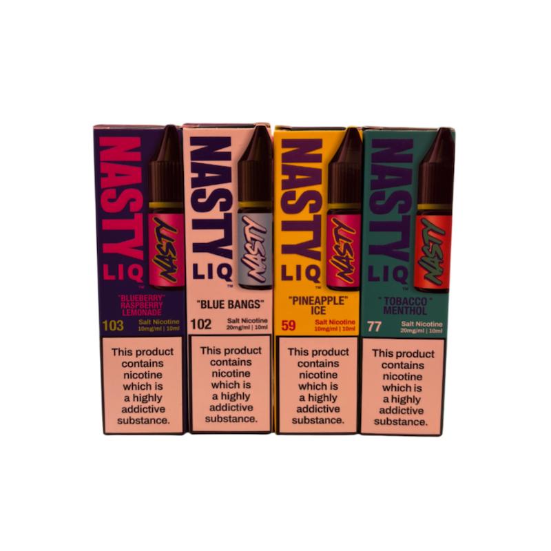 پک ۴ عددی سالت نستی ۱۰ میل نیکوتین ۲۰ | Nasty Salt Nicotine Pack 20mg آناناس یخ ، ردبول ، میکس تمشک ، تنباکو یخ