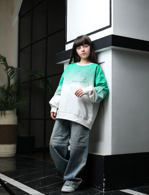 ست بلوز و شلوار جین فول بگ دخترانه