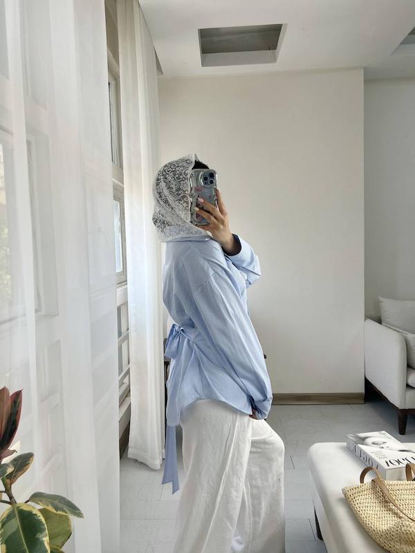 شومیز راه راه گره دار
