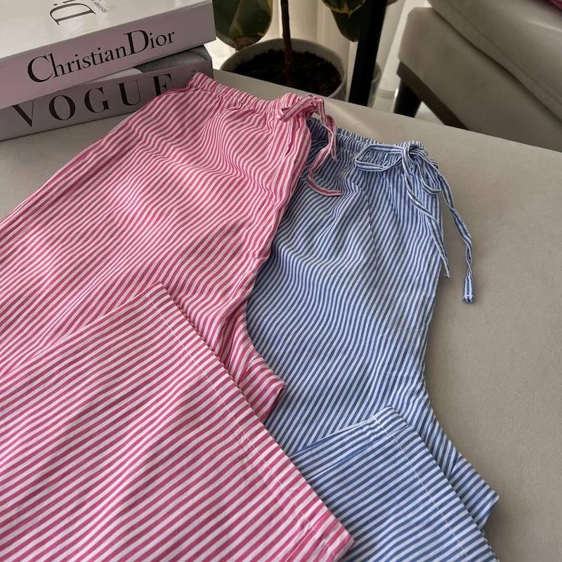 شلوار نخی راه راه 