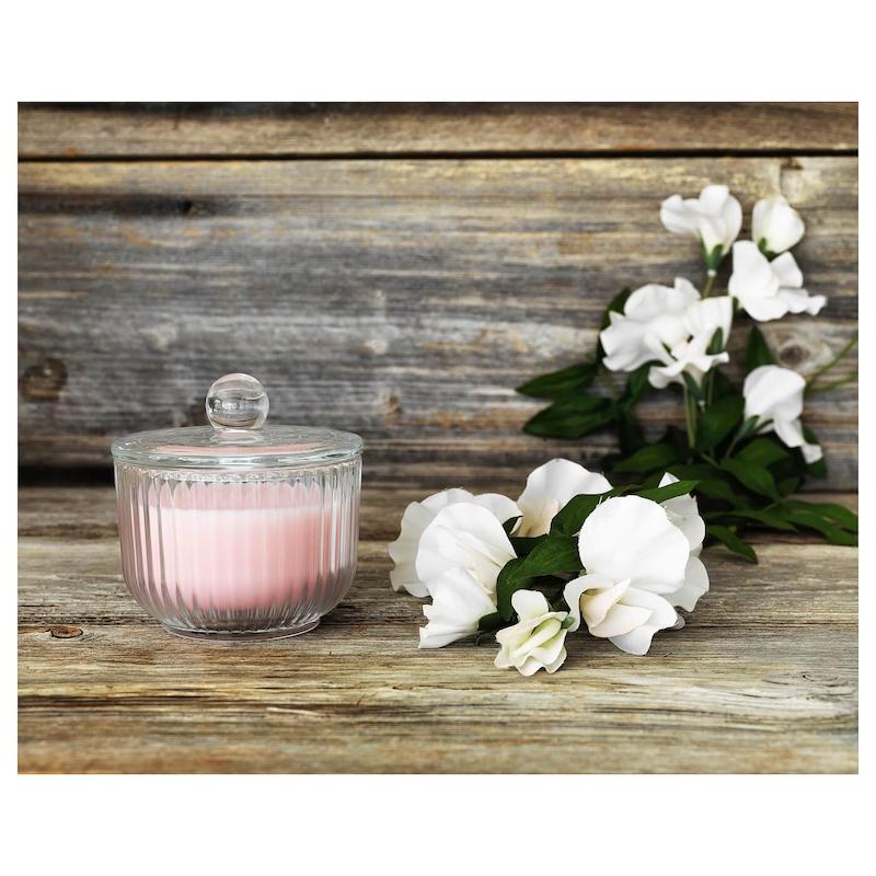 شمع قندانی معطر ایکیا مدل BLOMDOFT(گلبهی)