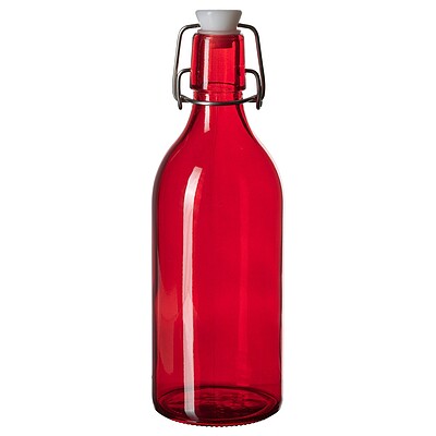 بطری شیشه ای قرمز با درپوش ایکیا مدل VINTERFINT