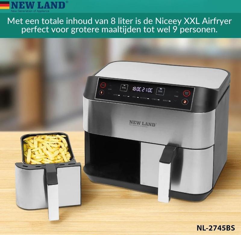 سرخ کن بدون روغن  دو قلو  نیولند مدل NL2745BS با ۱۸ ماه گارانتی شرکتی 