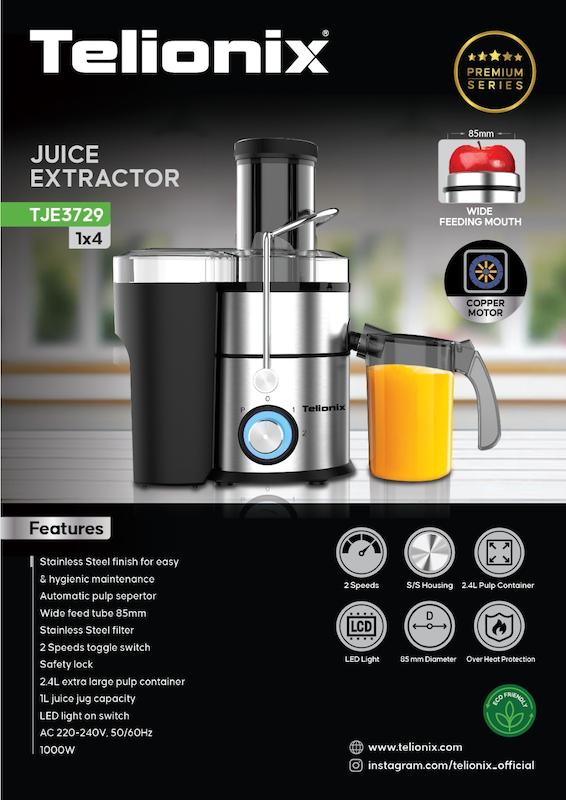  آبمیوه‌گیری تک‌کاره تلیونیکس مدل TJE3729 با تضمین بالاترین کیفیت 