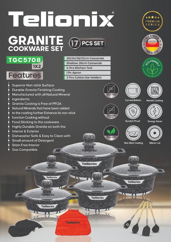  سرویس ۱۷ پارچه سوپر نانو گرانیت تلیونیکس مدل ۵۷۰۸ با گارانتی اصالت و سلامت فیزیکی  