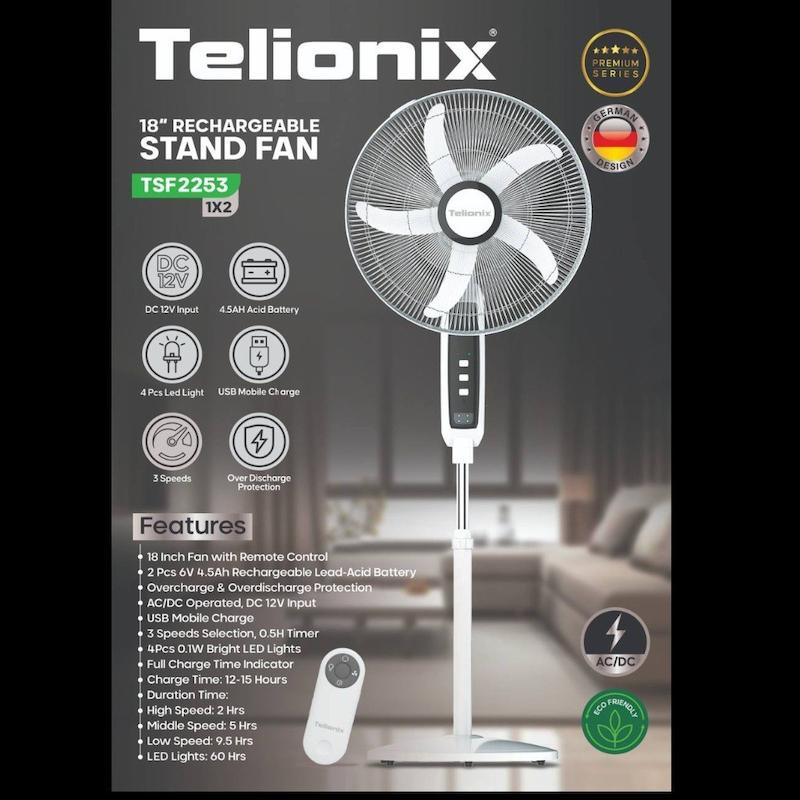  پنکه شارژی برند تلیونیکس مدلTFS-2253 با گارانتی اصالت و سلامت کالا