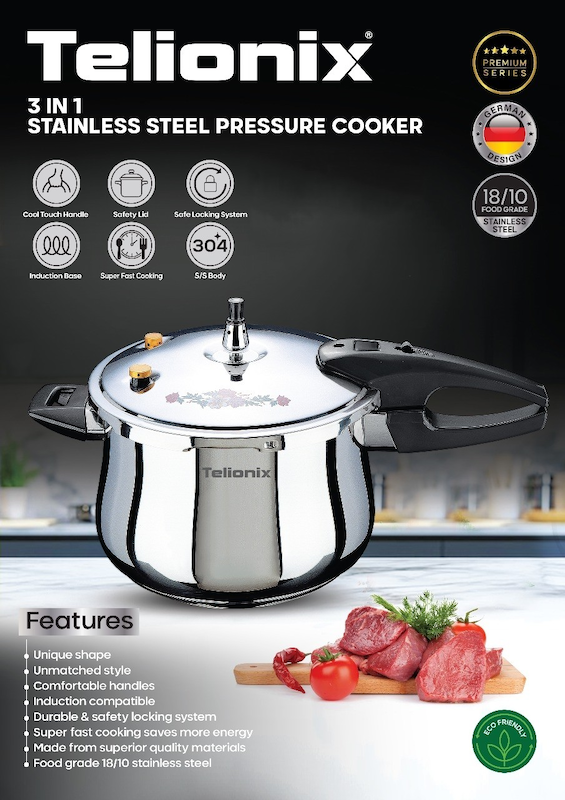زودپز 5.5 لیتری تمام استیل برند تلیونیکس مدل TPC-3622با گارانتی اصالت و سلامت کالا