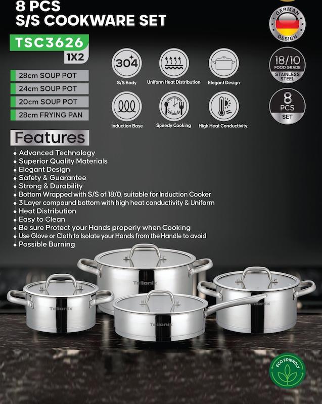 سرویس قابلمه استیل ضدزنگ تلیونیکس (Tellionix) مدل TSC3626 با گارانتی اصالت و سلامت کالا