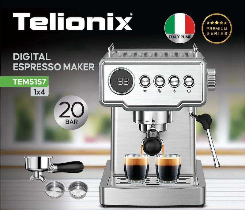 اسپرسوساز ۲۰ بار برند تلیونیکس مدل TEM5157 با ۱۸ ماه گارانتی شرکتی
