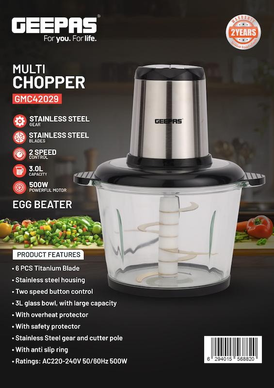   خردکن چندکاره جیپاس مدل GMC42029 ظرفیت ۳ لیتر – موتور ۵۰۰ وات با گارانتی ۲ ساله