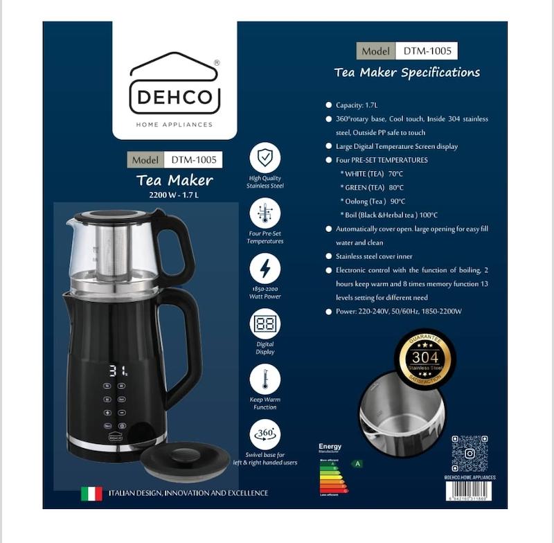 چای‌سازبرند  دهکو  تحت لیسانس ایتالیا مدلDEHCO DTM-1005 با گارانتی اصالت و سلامت کالا 