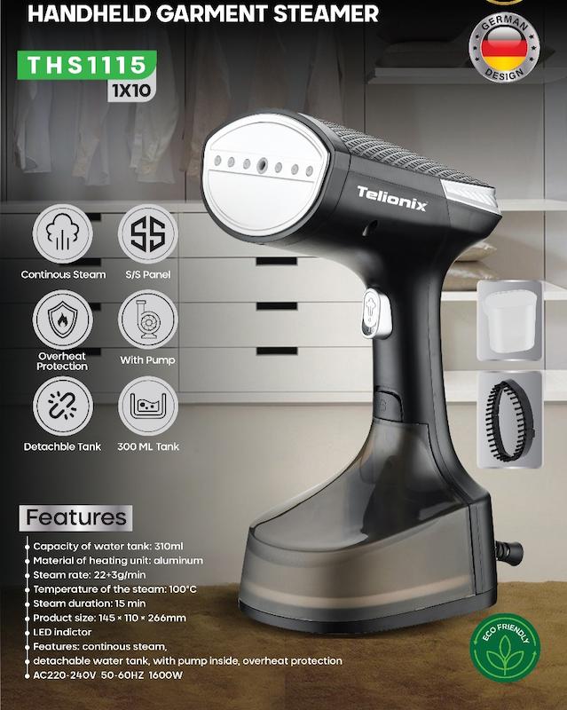 بخارگر تِلیونیکس Telionix مدل THS1115 با بخار مداوم، نمایشگر LED و مخزن قابل جداسازی با گارانتی اصالت و سلامت کالا