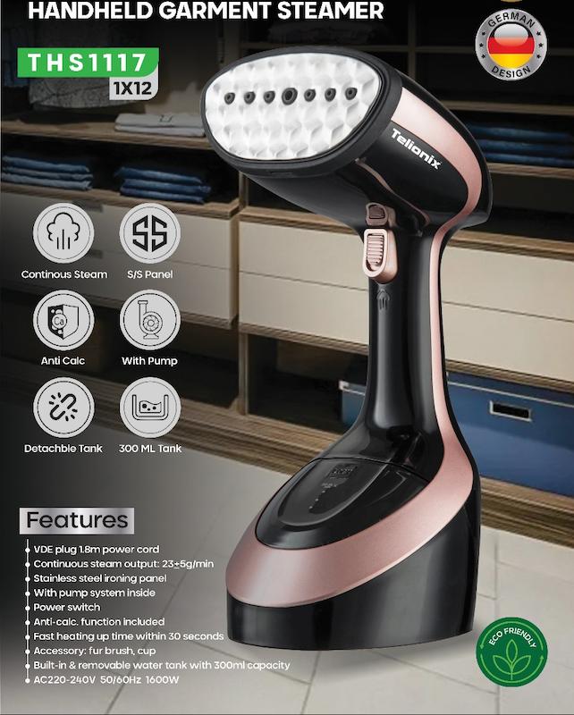 بخارگر تِلیونیکس Telionixمدل THS1117 دارای سیستم بخار مداوم، عملکرد ضد رسوب و گرمایش سریع با گارانتی اصالت و سلامت کالا