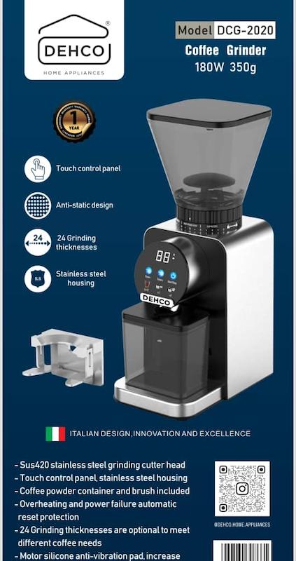 آسیاب قهوه حرفه‌ای دکو مدل DCG-2020 – توان 180 وات، مخزن 350 گرم، 24 درجه آسیاب با گارانتی اصالت و سلامت کالا