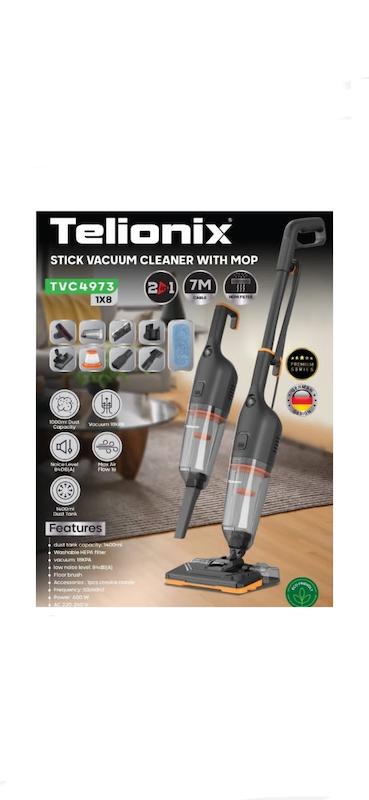 جارو عصایی تلیونیکس مدل TVC4973 – دو کاره (جارو + طی)، توان 600 وات با گارانتی اصالت و سلامت کالا