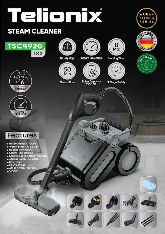 بخارشوی حرفه‌ای تلیونیکس مدل TSC4920 – فشار ۳.۵ بار و مخزن ۱۵۰۰ میلی‌لیتر با گارانتی اصالت و سلامت کالا