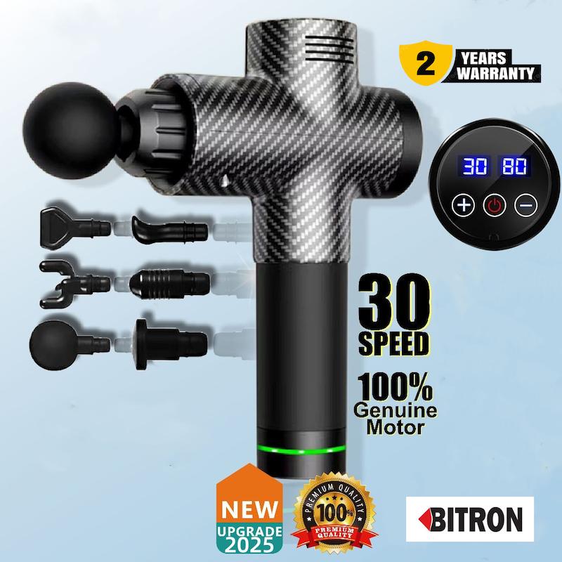 ماساژور تفنگی برند بایترون BITRON ساخت امریکا مدل S4PRO PLUS  دارای ۶ سری حرفه ای  با ۲۴  ماه گارانتی شرکتی 