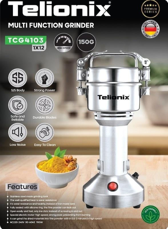 آسیاب حرفه‌ای ۱۵۰ گرمی تلیونیکس – Telionix TCG4103 Multi-Purpose Grinder با ۱۸ ماه گارانتی شرکتی