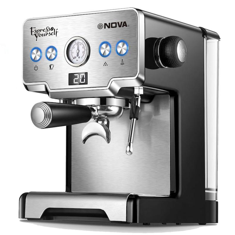 اسپرسوساز برند نوا NOVAمدل NOVA NCM-128EXPS | دستگاه نیمه‌صنعتی با توان 1450 وات و فشار 15 بار با گارانتی اصالت وسلامت کالا