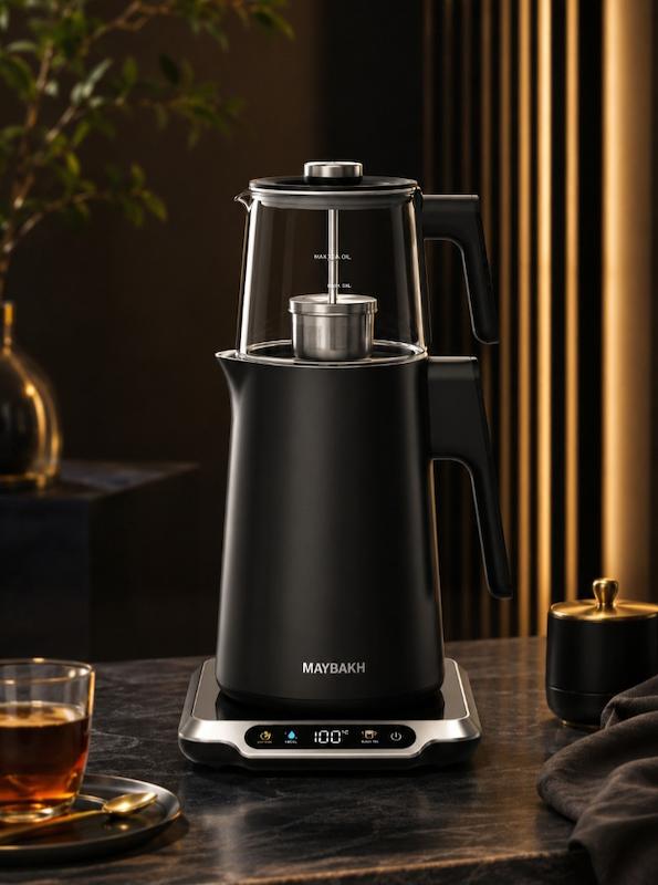   چای‌ساز هوشمند برند می باخ آلمان  MAYBAKH مدل M2215EK | 1500 وات، کنترل دمای دقیق و صفحه‌نمایش دیجیتال با ۲۴ ماه گارانتی شرکتی
