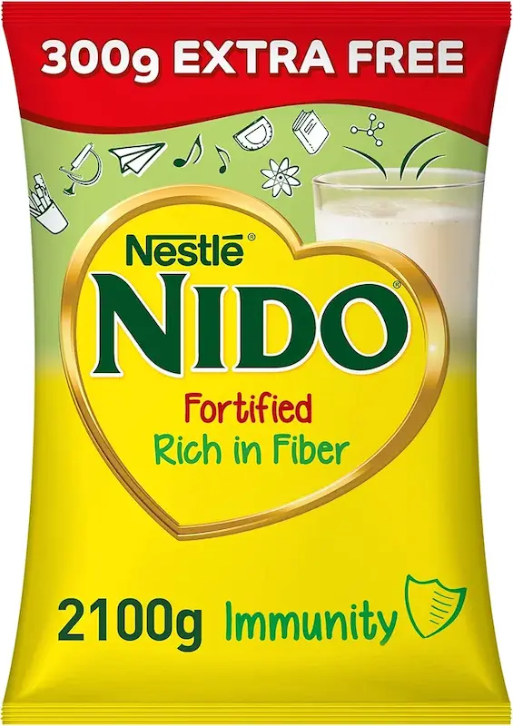 شیر نیدو پاکتی 2100 گرمی اصل نستله همراه با 300 گرم شیر اضافه 