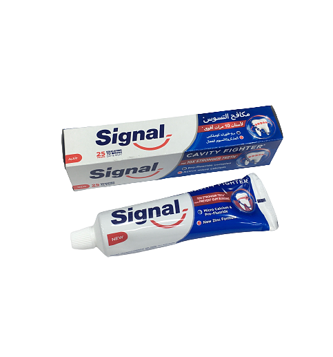 خمیردندان سیگنال ضد پوسیدگی 10 x با کمپلکس فلوراید و میکرو کلسیم فعال 100 گرمی Signal cavity fighter for 10x stronger teeth pro-fluoride complex