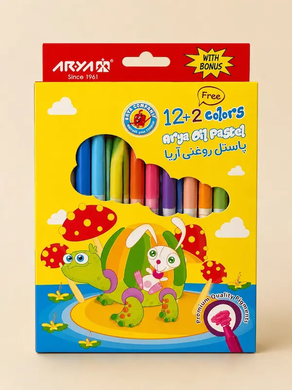 پاستل روغنی 12+2 رنگ اریا مقوایی