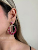 گوشواره آویز سرخابی گرد