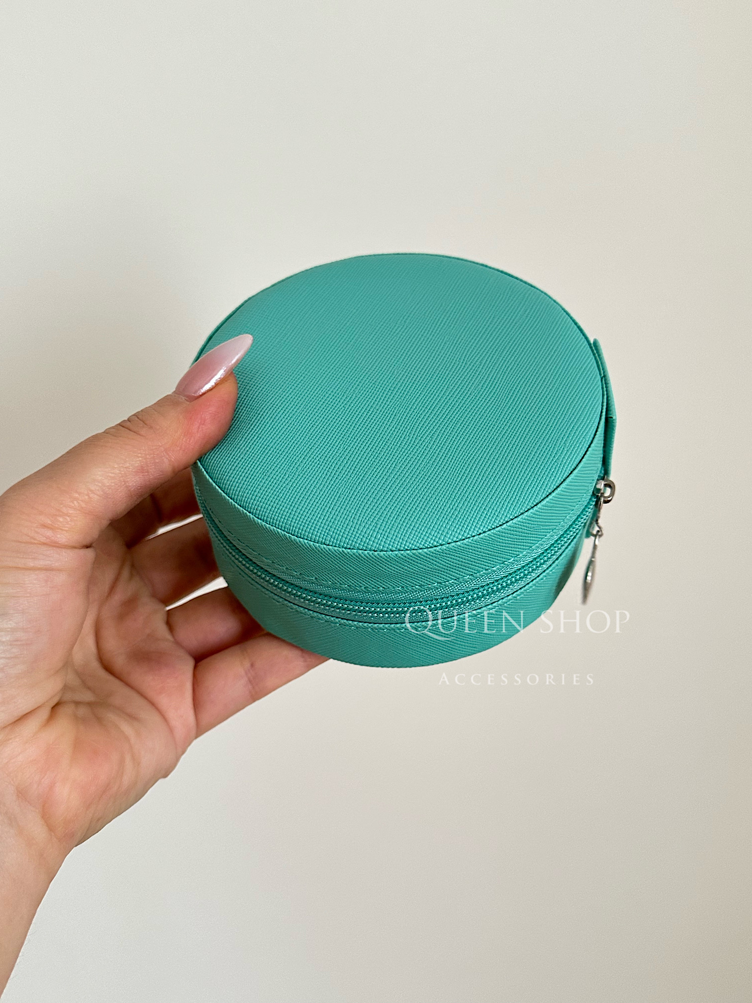 کیف بدلیجات و جواهرات گرد سبز تیفانی