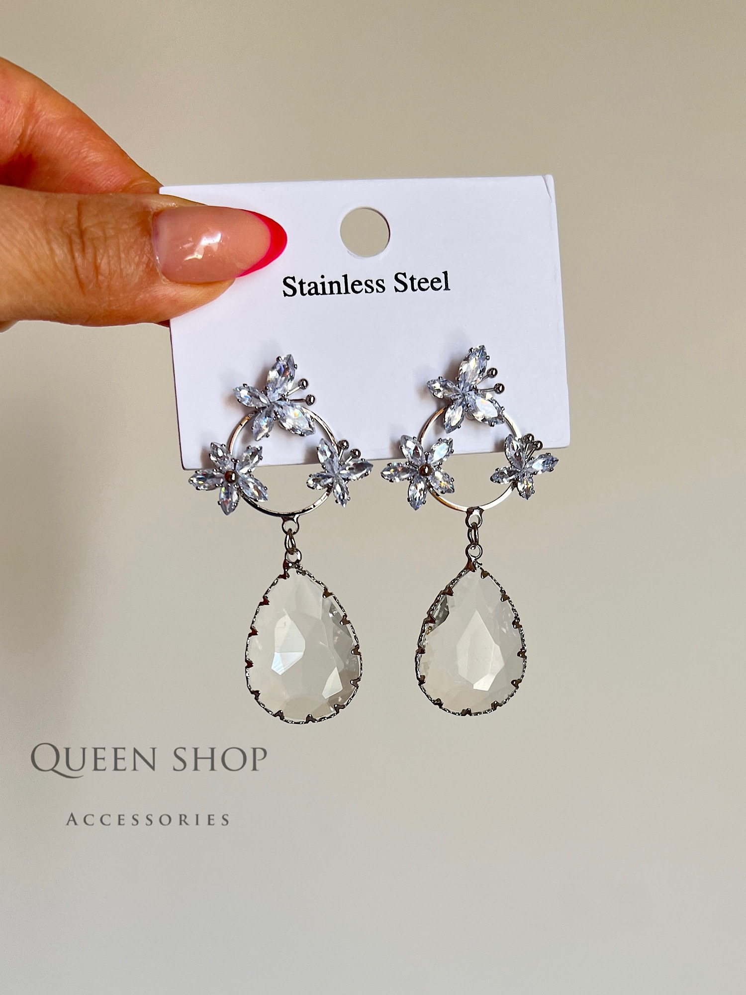 گوشواره زنانه کریستالی آویز