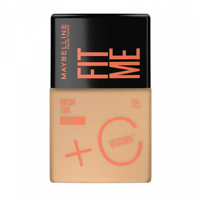 تینت صورت میبلین فیت می مدل فرش می شماره ۰۵ Maybelline New York, Fit Me Fresh Tint Foundation SPF 50 with Brightening Vitamin C 05