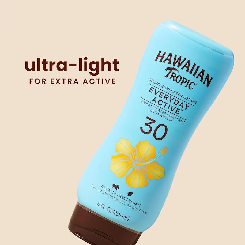 لوشن ضد افتاب برند Hawaiian Tropic  مدل Every Day Active مدل Ultra Light, High Performance Protection, SPF 30