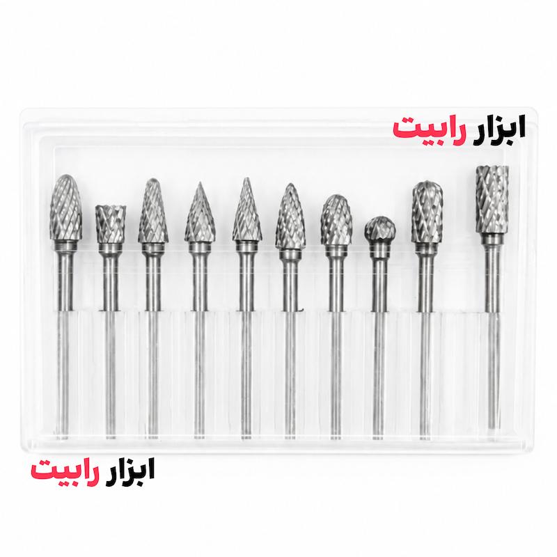 ست ۱۰ عددی فرز فرم مینیاتوری کارباید دنباله ۳ میلی‌متر
