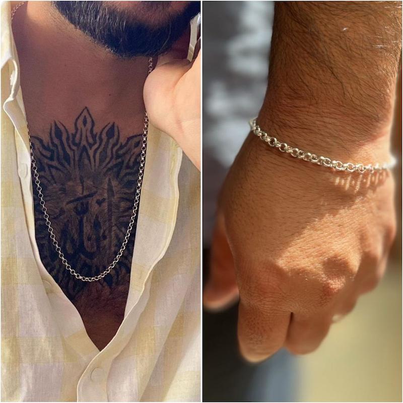 دستبند و گردنبند تمام نقره رولو