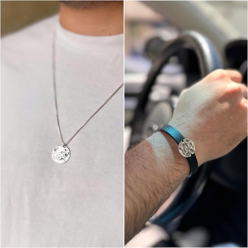 دستبند چرم و گردنبند ماه