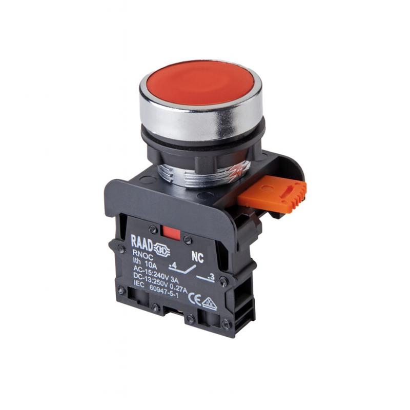 کلید استپ صنعتی رعد RNCO | دکمه قرمز با کنتاکت NC