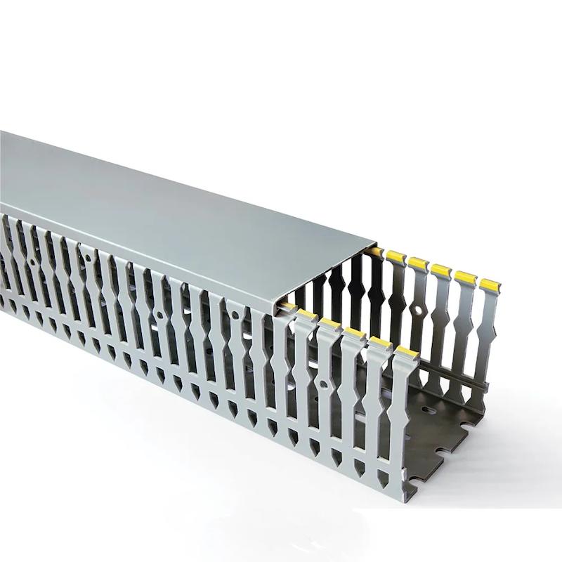 داکت شیاردار رعد سایز 80×25 میلی‌متر | PVC صنعتی با درب شاخه دو متری – مناسب تابلو برق