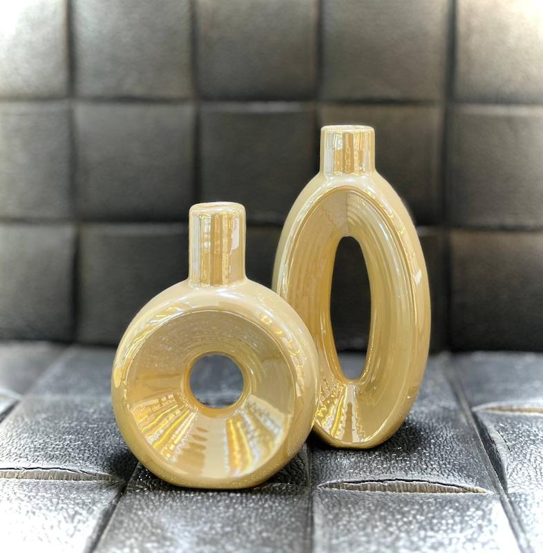 گلدان شیار دار مینی بیضی لاستر  کوچک