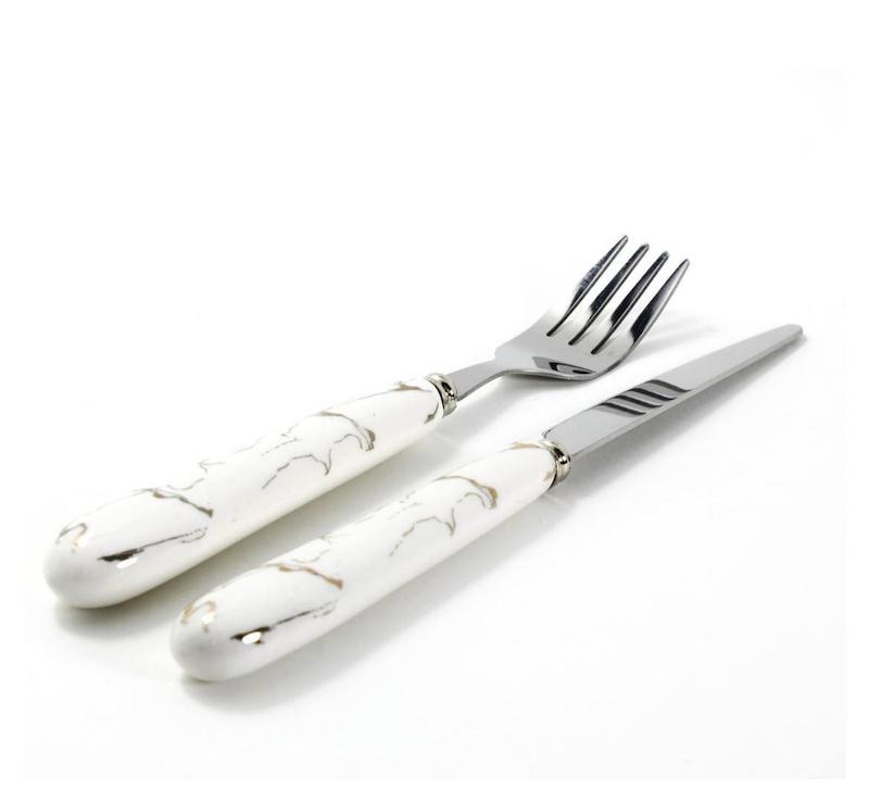 کارد و چنگال دسته ماربل سرامیکی 