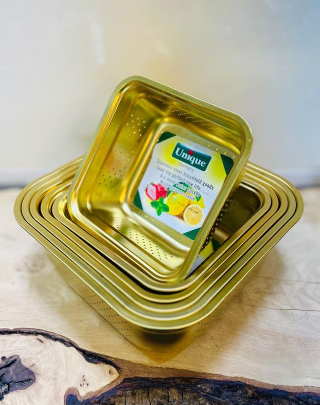 آبکش مربع طلایی ۶پارچه 